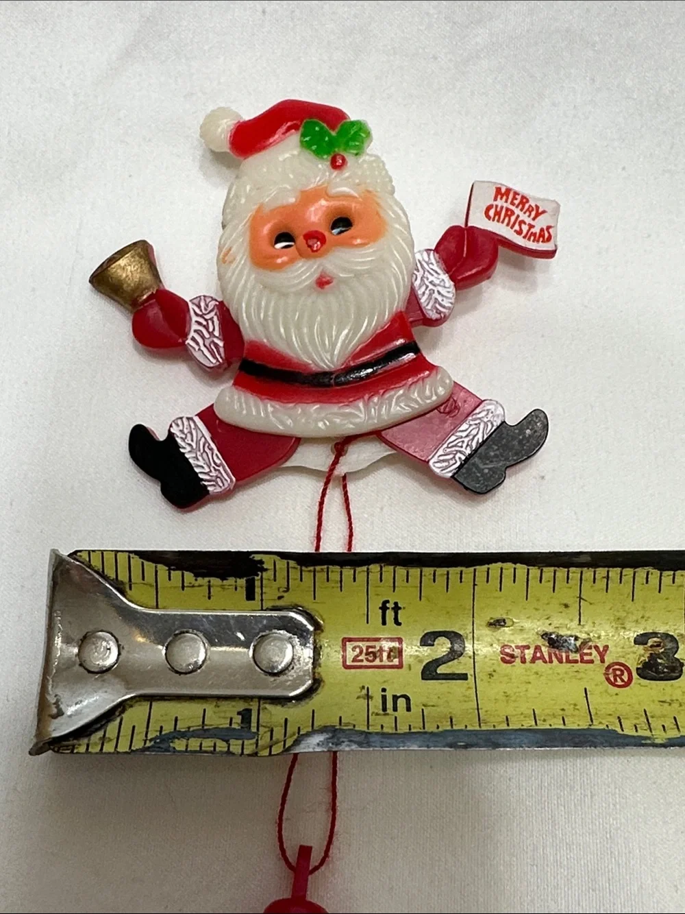 Vintage-Inspired Red Santa Bell Pull Holiday pin